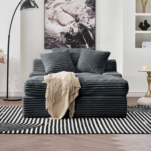 67" Boneless Corduroy Upholstered Deep Seat Sleeper Sofa Bed, Gray