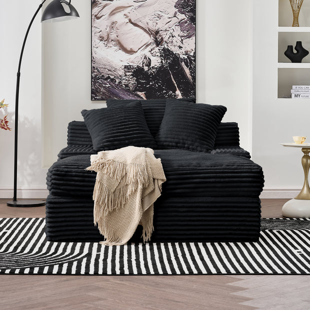 67" Boneless Corduroy Upholstered Deep Seat Sleeper Sofa Bed, Black