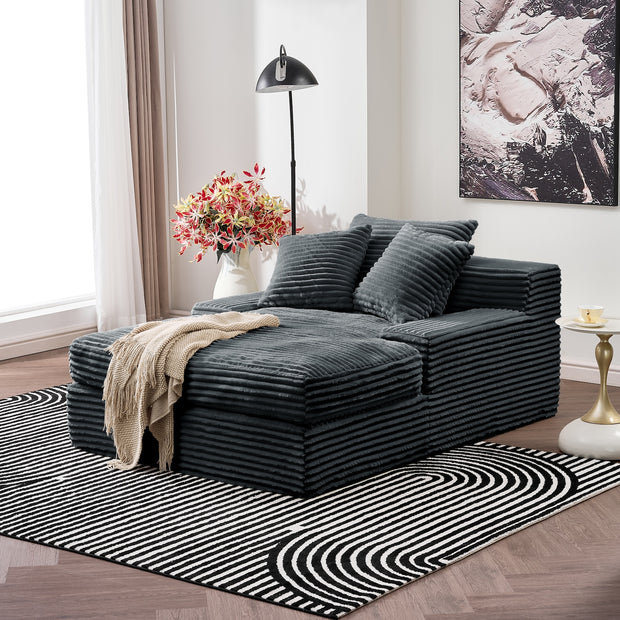 67" Boneless Corduroy Upholstered Deep Seat Sleeper Sofa Bed, Gray