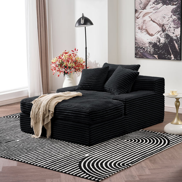 67" Boneless Corduroy Upholstered Deep Seat Sleeper Sofa Bed, Black